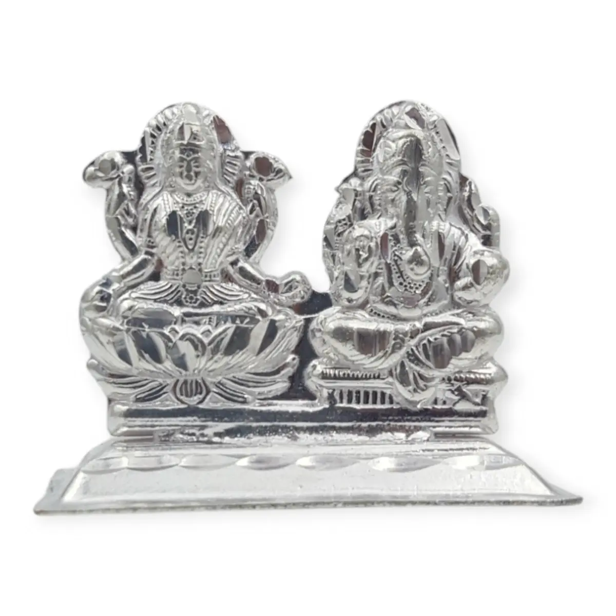 Elegant Godess Lakshmi and Lord Ganpati Silver Idol